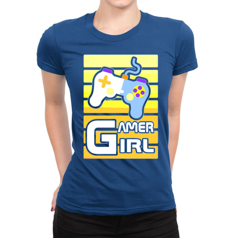 Yellow Gamer Girl 70s Ladies Fitted T-Shirt by csajlegims | Artistshot