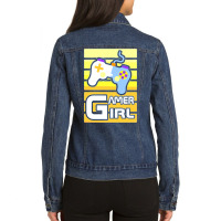 Yellow Gamer Girl 70s Ladies Denim Jacket | Artistshot