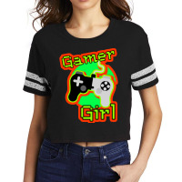 Orange And Green Gamer Girl Yellow Scorecard Crop Tee | Artistshot