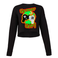 Orange And Green Gamer Girl Yellow Cropped Sweater | Artistshot