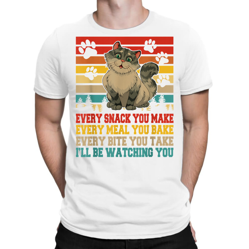 Funny Snack Meal And Bite I'll Be Watching You Siberian Cat T Shirt T-Shirt by thunmzien | Artistshot