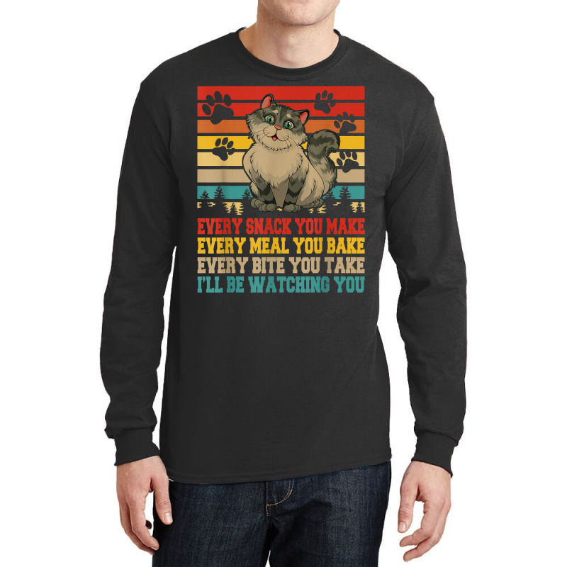 Funny Snack Meal And Bite I'll Be Watching You Siberian Cat T Shirt Long Sleeve Shirts by thunmzien | Artistshot