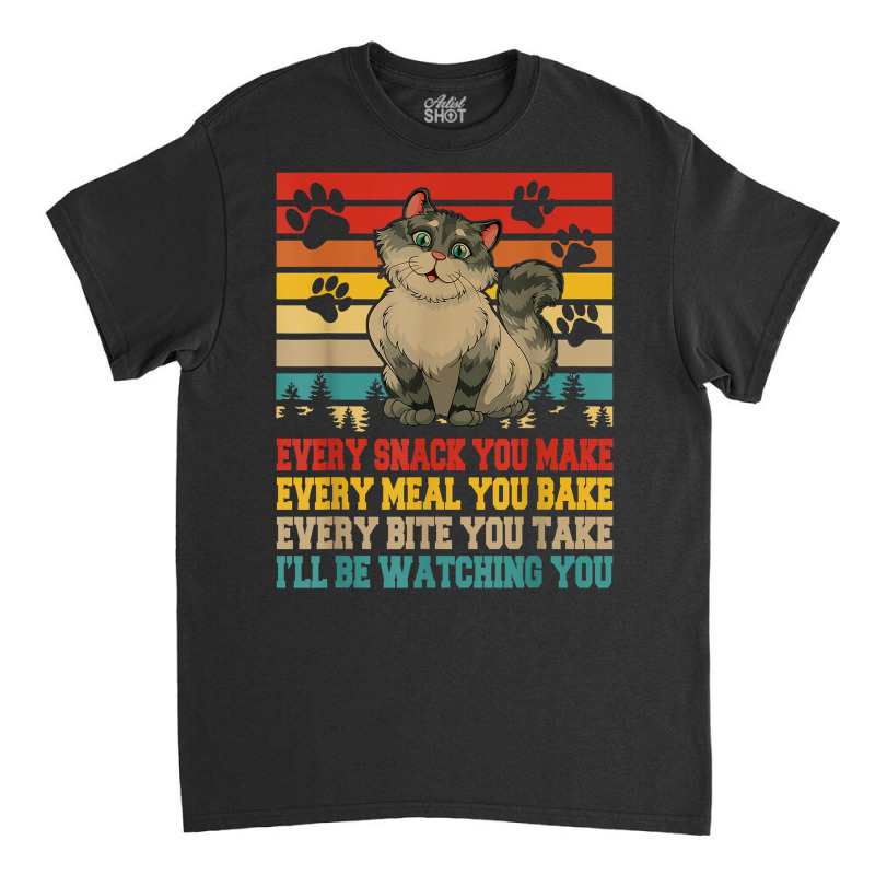 Funny Snack Meal And Bite I'll Be Watching You Siberian Cat T Shirt Classic T-shirt by thunmzien | Artistshot