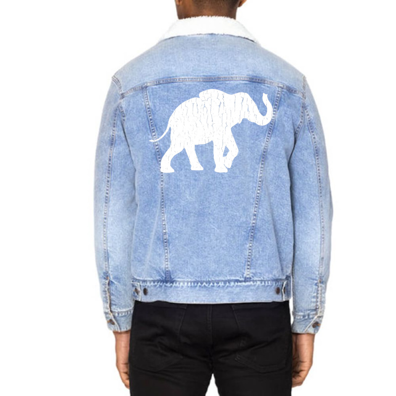 Distressed Elephant Silhouette Unisex Sherpa-Lined Denim Jacket by DonnaSchennum1234 | Artistshot