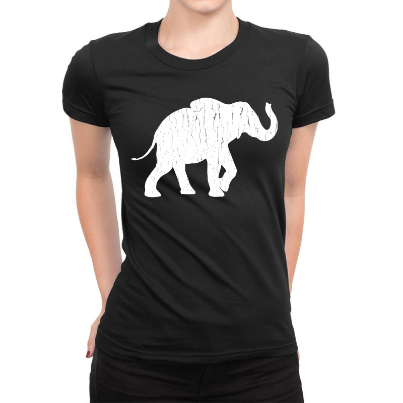 Distressed Elephant Silhouette Ladies Fitted T-Shirt by DonnaSchennum1234 | Artistshot