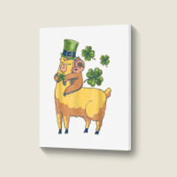 Funny Irish Sloth Llama Shamrock St Patricks Day Animal Love T Shirt Portrait Canvas Print | Artistshot