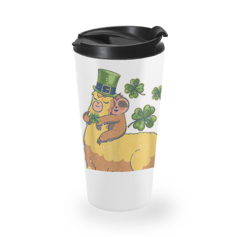 Funny Irish Sloth Llama Shamrock St Patricks Day Animal Love T Shirt Travel Mug | Artistshot