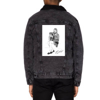 Joni M Original Ink Drawing Print Unisex Sherpa-lined Denim Jacket | Artistshot