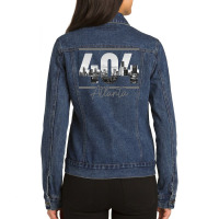 Atlanta 404 Area Code Skyline Atl Georgia Vintage Pullover Hoodie Ladies Denim Jacket | Artistshot