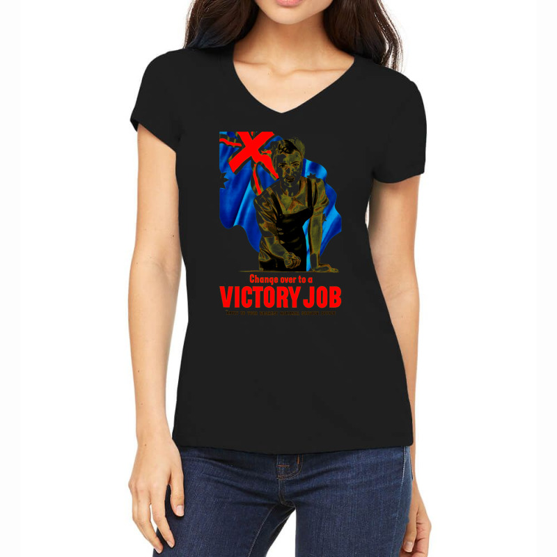 Australia War Propaganda Poster   Australian Women's V-Neck T-Shirt by ramsiusutan | Artistshot