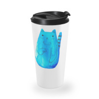 Striped Tail Blue Watercolor Cat Travel Mug | Artistshot