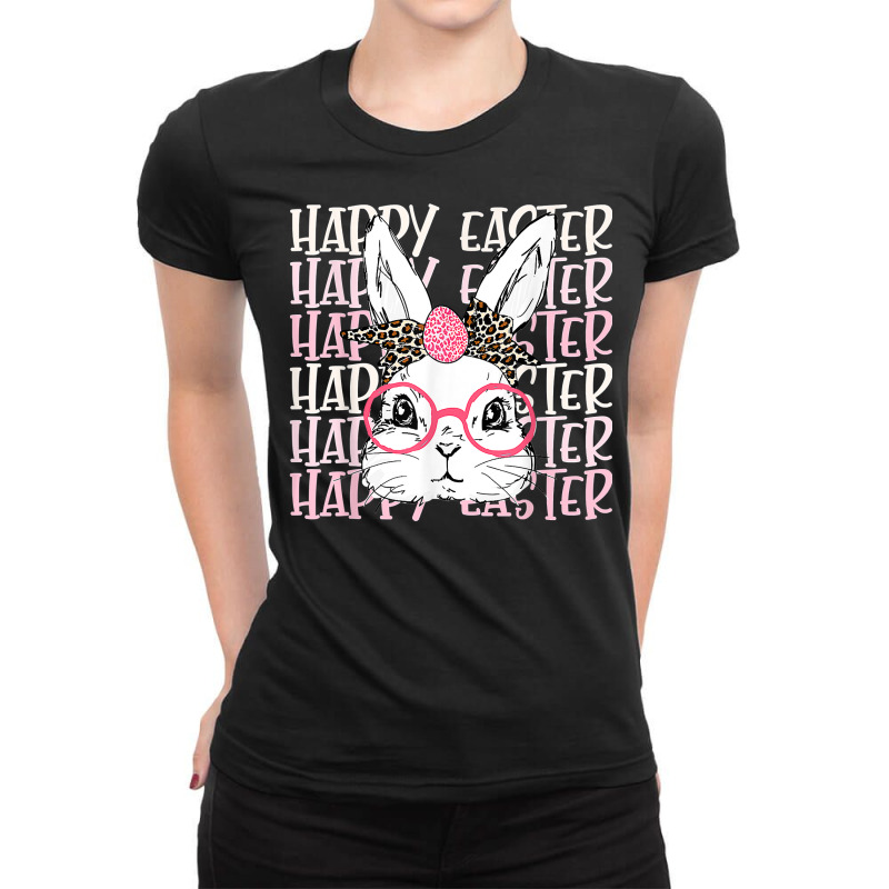 Happy Easter Bunny Face Easter Egg Headband Girls Womens T Shirt Ladies Fitted T-Shirt by brict6eguo | Artistshot