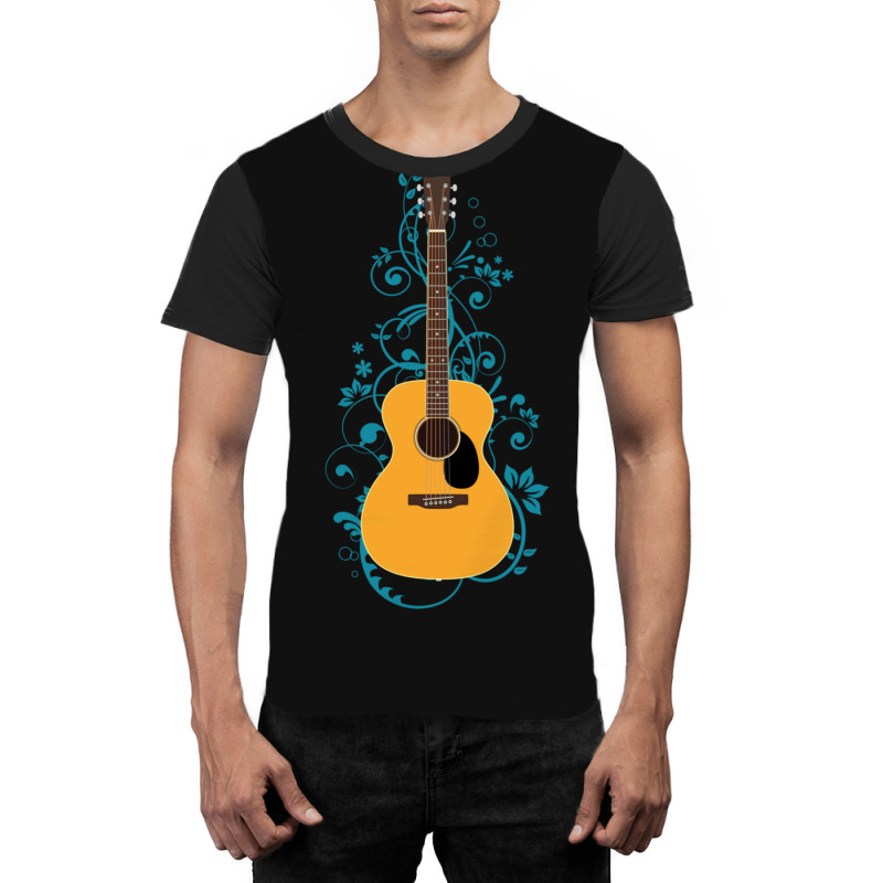 Natural Concert Acoustic Guitar Flowering Vines 1 Graphic T-shirt | Artistshot