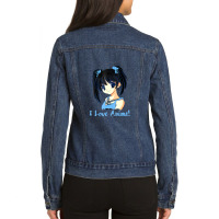 I Love Anime! Anime Girl Ladies Denim Jacket | Artistshot