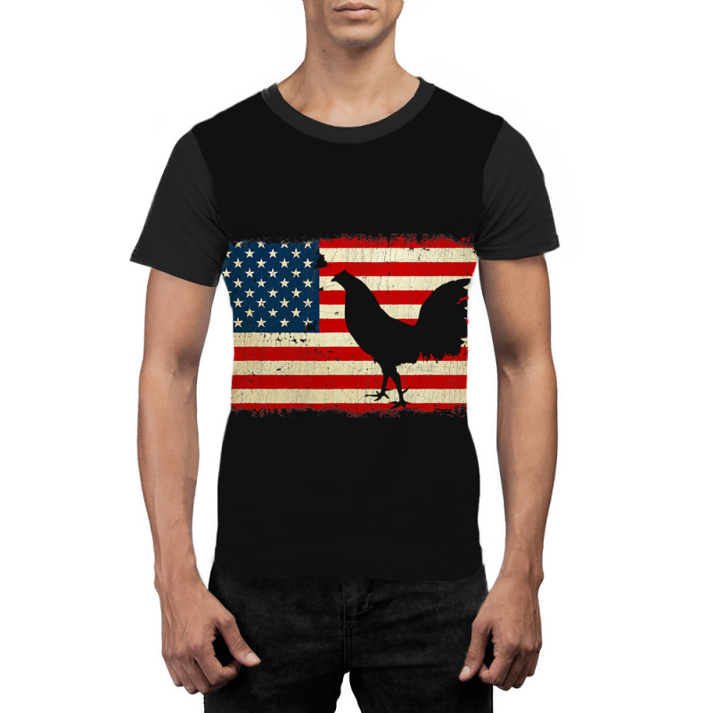 Vintage Us Flag Cockfighting Video Graphic T-shirt by JasonJoplin | Artistshot