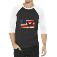 Vintage Us Flag Cockfighting Video 3/4 Sleeve Shirt | Artistshot