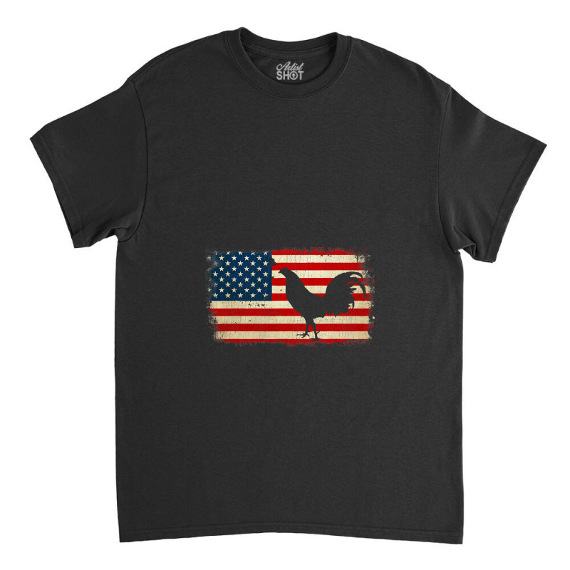 Vintage Us Flag Cockfighting Video Classic T-shirt by JasonJoplin | Artistshot