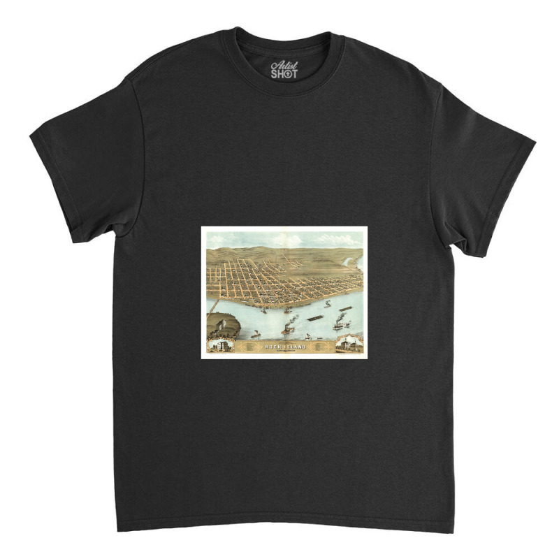 Vintage Map Of Rock Island Il (1869) Classic T-shirt by JamesLong | Artistshot