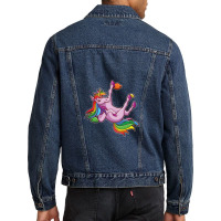 Funny Unicorn Rock Climbing Bouldering Rainbow Men Denim Jacket | Artistshot