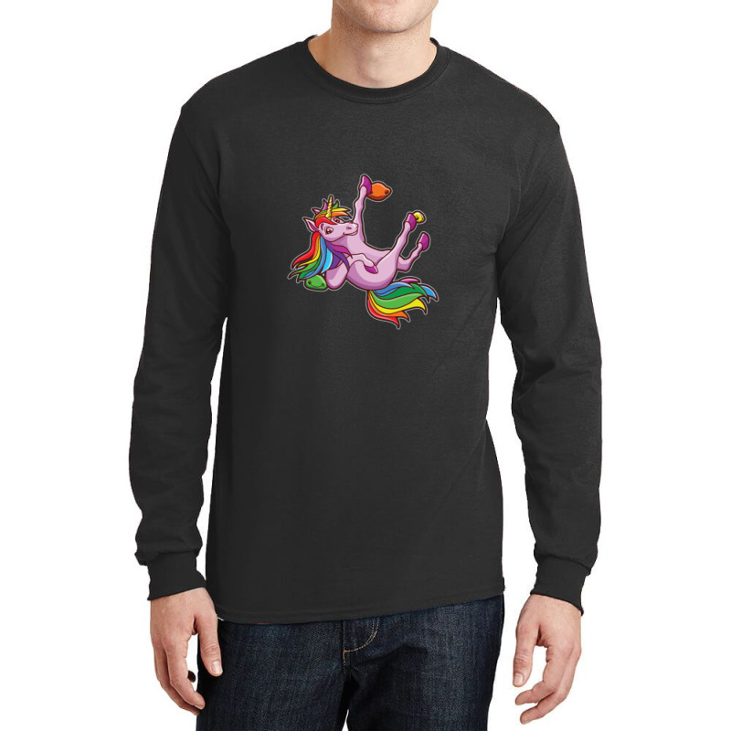 Funny Unicorn Rock Climbing Bouldering Rainbow Long Sleeve Shirts | Artistshot