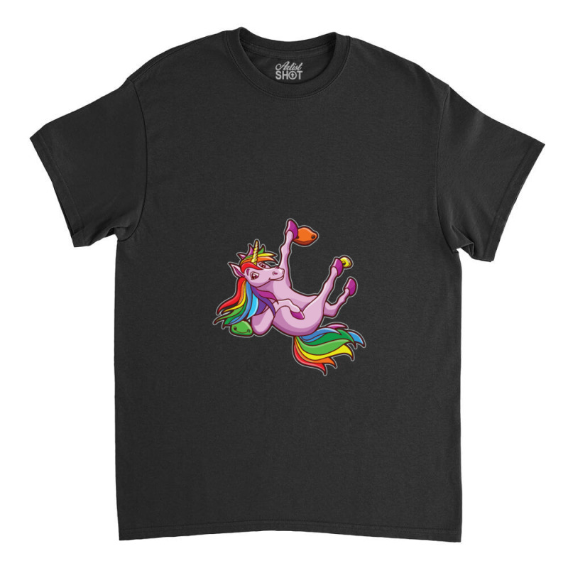 Funny Unicorn Rock Climbing Bouldering Rainbow Classic T-shirt | Artistshot