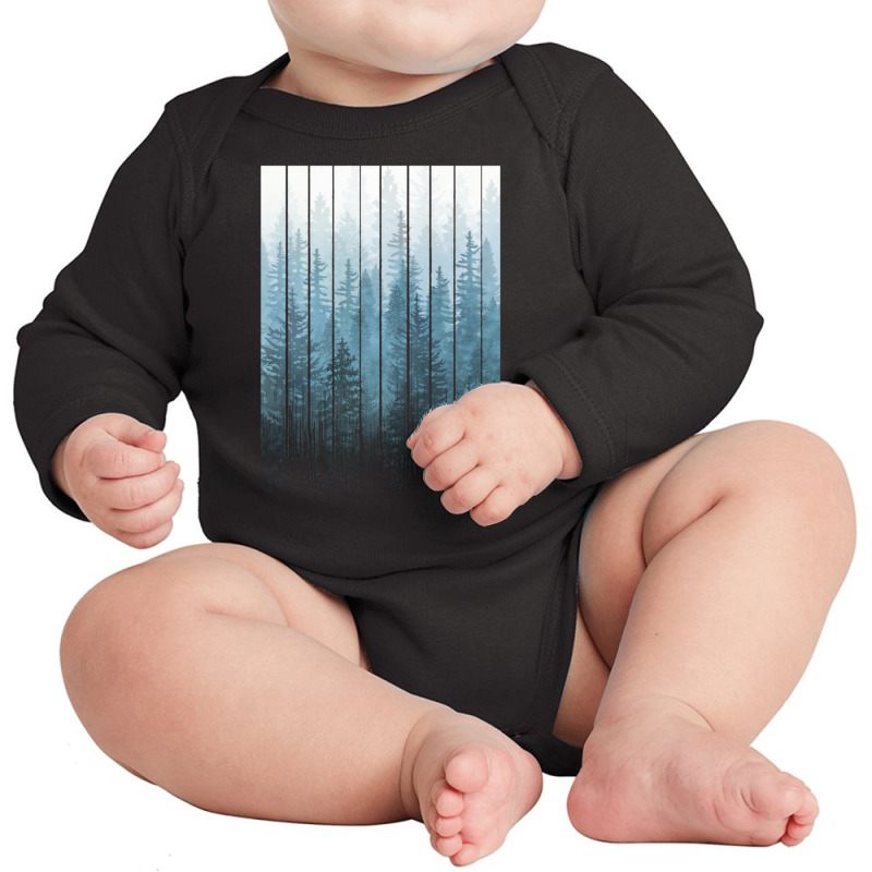 Grunge Dripping Turquoise Misty Forest Long Sleeve Baby Bodysuit | Artistshot