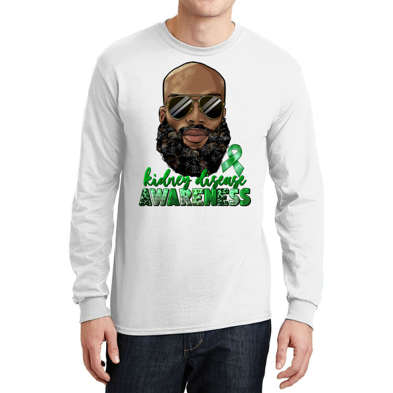 Kidney Disease Awareness Bald Black Man Long Sleeve Shirts | Artistshot