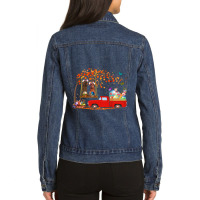 Irish Setter Wearing Bunny Ear Red Truck With Eggs Ladies Denim Jacket | Artistshot