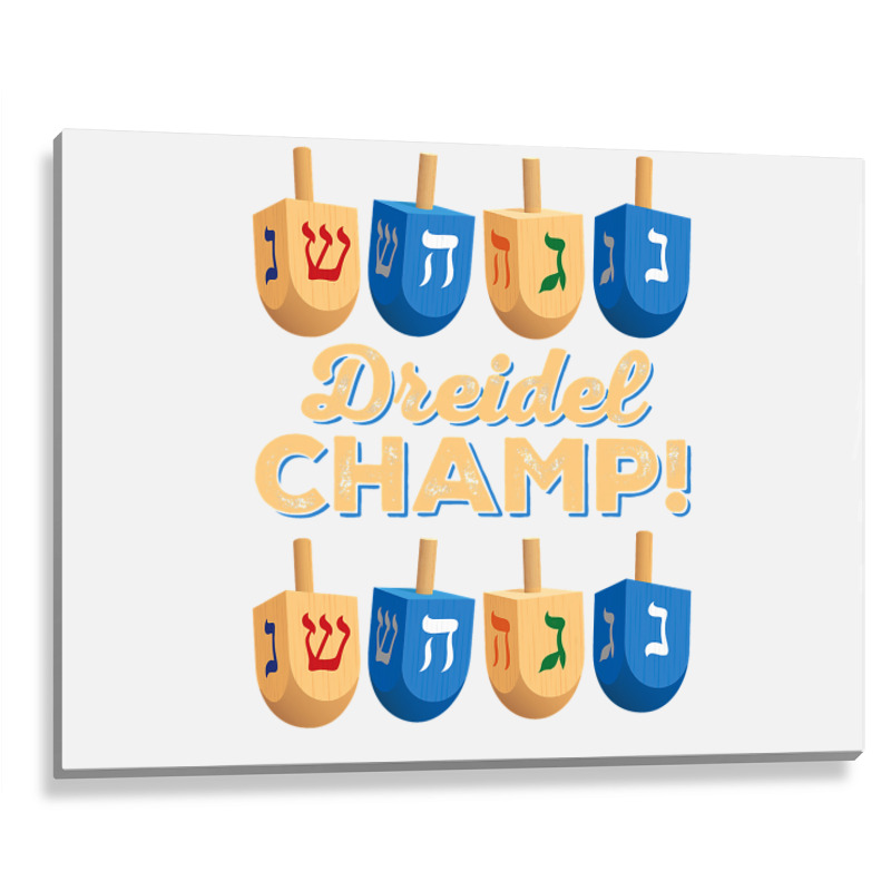 Funny Jewish Tshirt Dreidel Champ Cute Hanukkah Gift Metal Print Horizontal | Artistshot