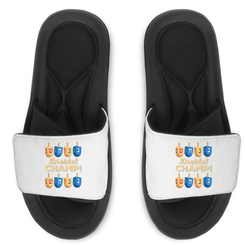 Funny Jewish Tshirt Dreidel Champ Cute Hanukkah Gift Slide Sandal | Artistshot