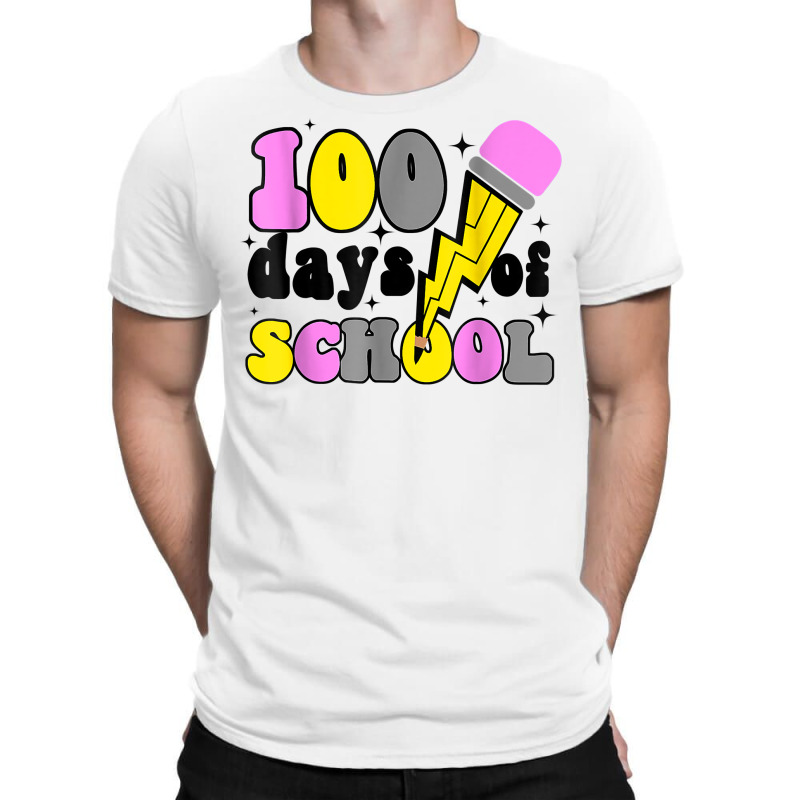 Groovy Happy 100 Days Of School Thunder Kids Teachers T Shirt T-shirt | Artistshot