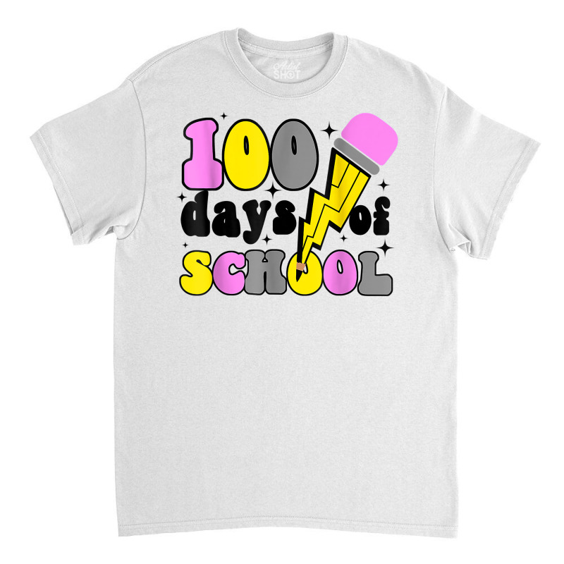 Groovy Happy 100 Days Of School Thunder Kids Teachers T Shirt Classic T-shirt | Artistshot