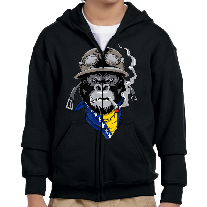 Bosnian And Herzegovinian Flag Biker Bosnia Herzegovina Youth Zipper Hoodie by VictorMRodriguez | Artistshot