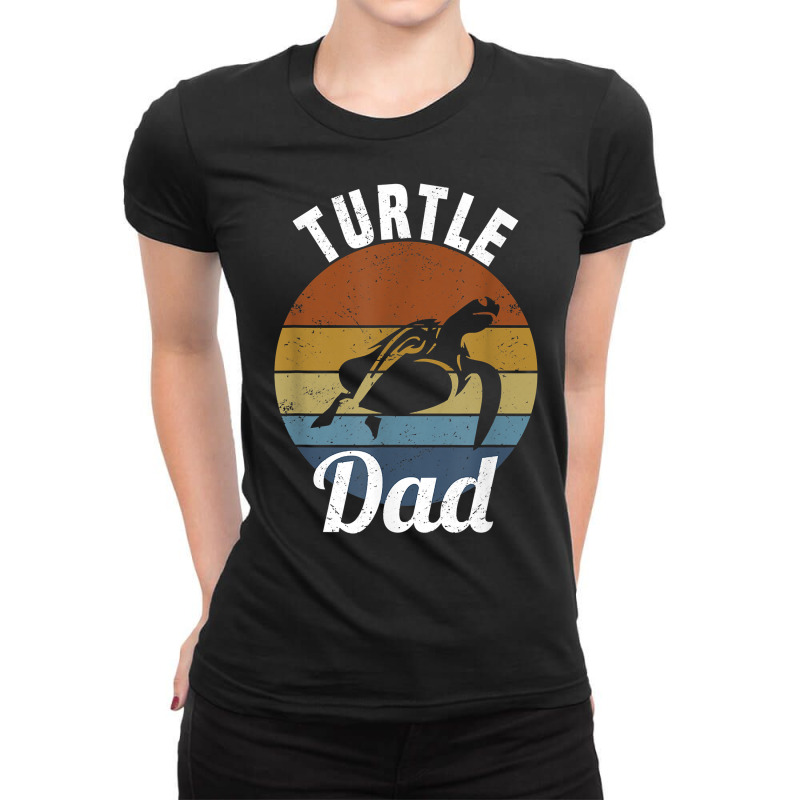 Mens Turtle Dad Father's Day Pet Water Turtle Reptile Terrarium T Shir Ladies Fitted T-Shirt by javauxswar | Artistshot