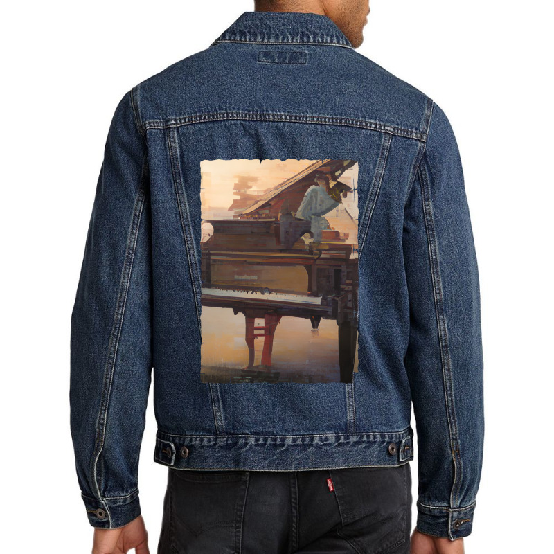 Beautiful Piano Instrument Abstract Futuristic Digital Graphic Men Denim Jacket by TIMMYBWRIGHT | Artistshot