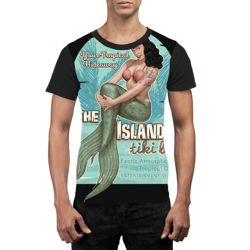 The Islander Tiki Bar Bettie Page Mermaid Graphic T-shirt by SusanneRestemayer | Artistshot