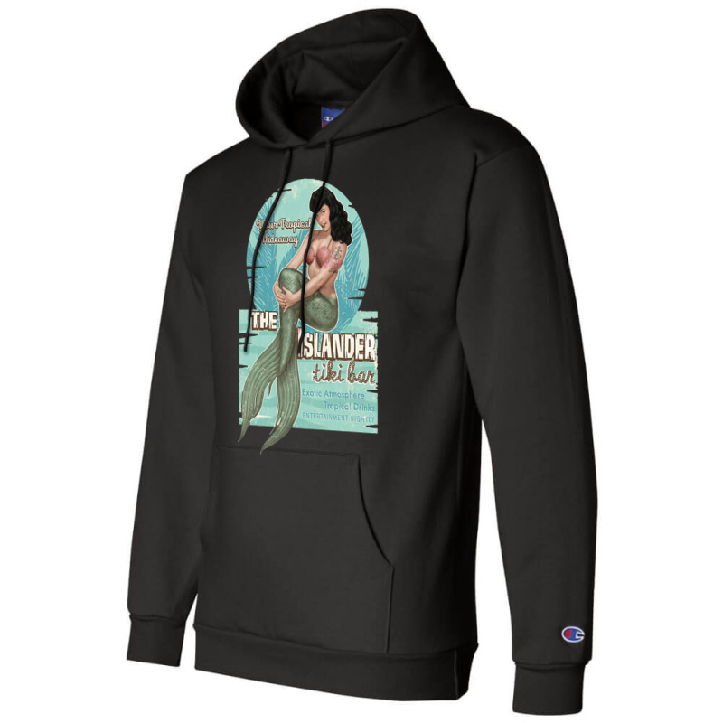 The Islander Tiki Bar Bettie Page Mermaid Champion Hoodie by SusanneRestemayer | Artistshot