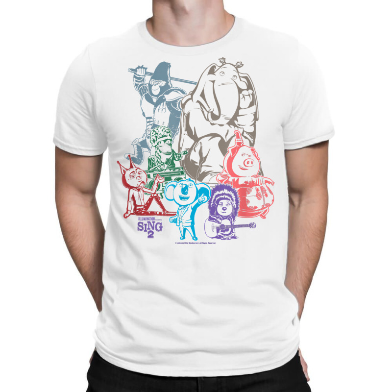 Sing 2 Neon Character Group Poster T Shirt T-shirt | Artistshot