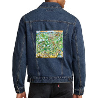 Orlando Florida Cartoon Map Men Denim Jacket | Artistshot