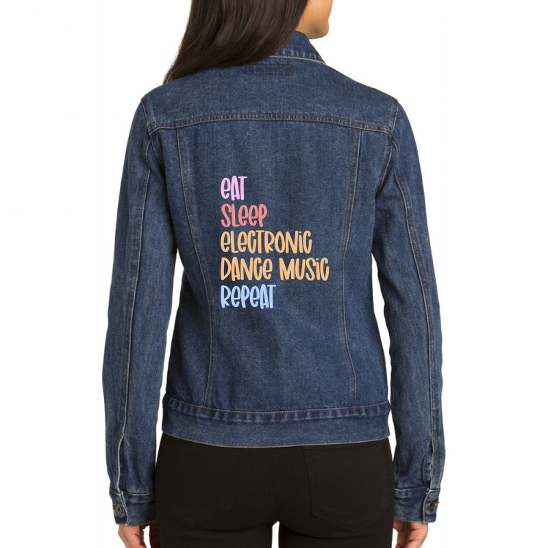 Repeat Electronic Dance Music.png Ladies Denim Jacket by MarkBressi | Artistshot