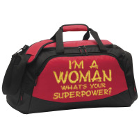 I'm A Woman What's Your Super Power Active Duffel | Artistshot