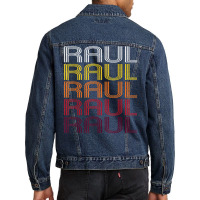 Raul Retro Wordmark Pattern   Vintage Style T Shirt Men Denim Jacket | Artistshot