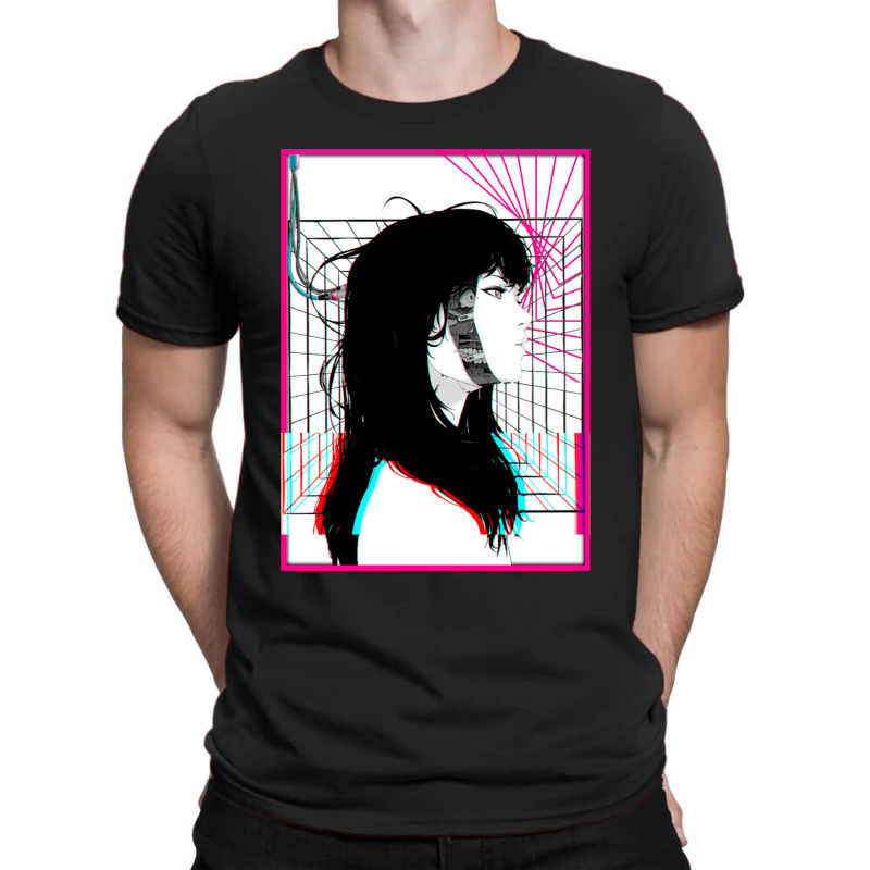 Cyberpunk Cyborg Girl Color Glitch Futuristic Style T-Shirt by NancyAllen | Artistshot