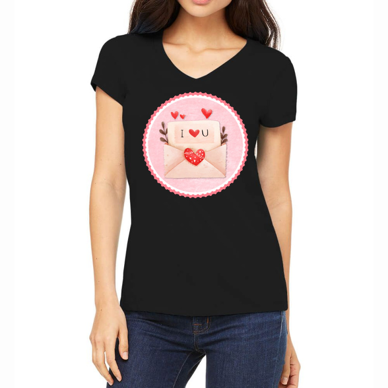 Valentines Day T  Shirt Valentine's Day Scallop Circle Love Letter 4 T Women's V-Neck T-Shirt by spiritforgive | Artistshot