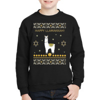 Happy Llamakkah Funny Jewish Ugly Hanukkah Christmas Youth Sweatshirt | Artistshot