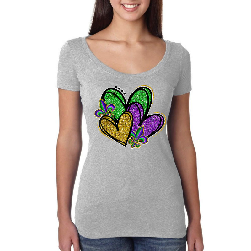 Mardi Gras Heart Fleur De Lys Funny Parade Festival Party T Shirt Women's Triblend Scoop T-shirt by casimircorjki0 | Artistshot