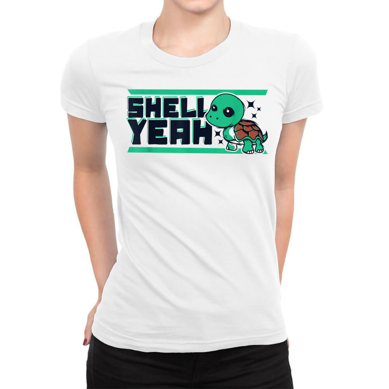 Shell Yeah Red Eared Slider Tortoise Painted Lover Turtle T Shirt Ladies Fitted T-Shirt by ald1heberts | Artistshot