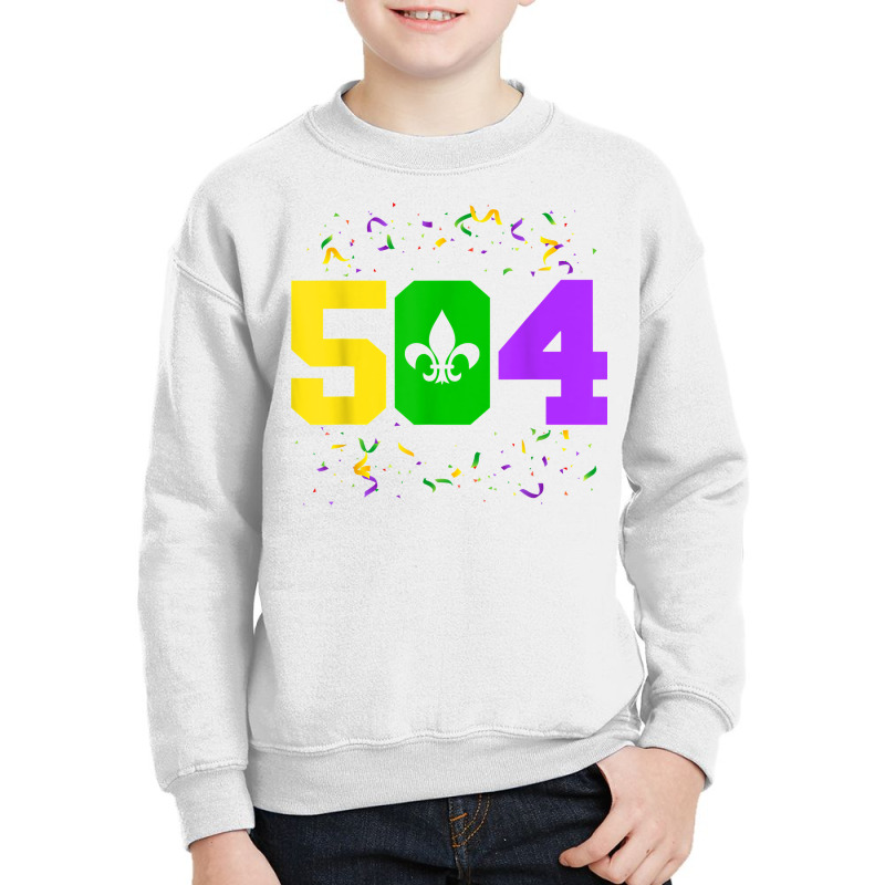 Mardi Gras 504 Carnival Party Funny New Orleans Parade T Shirt Youth Sweatshirt by hoasantiaz | Artistshot