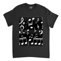 Dancing Music Notes Black And White Classic T-shirt | Artistshot