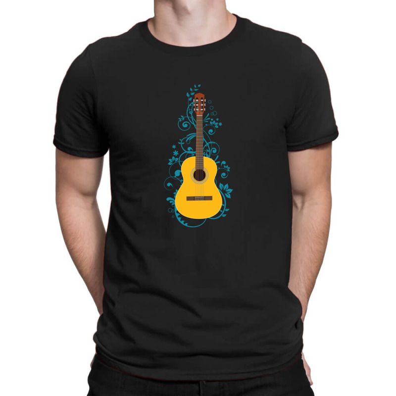 Classical Acoustic Guitar Flowering Vines T-shirt | Artistshot